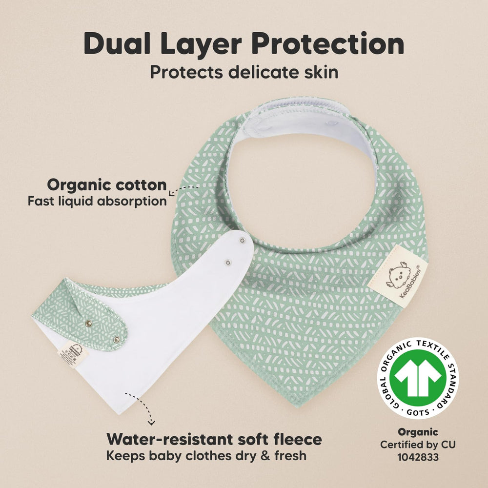 KeaBabies 8-pack bandana bibs flatlay highlights versatile outfits for teething comfort