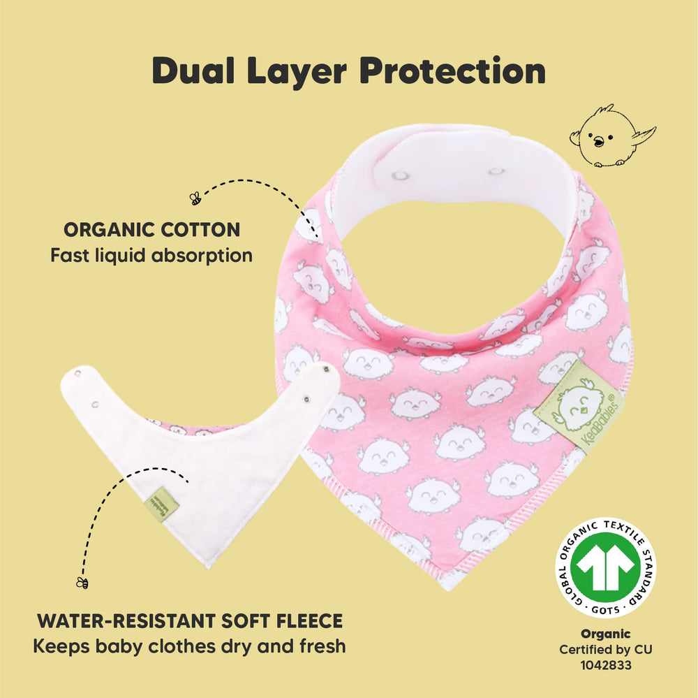 KeaBabies bandana bibs dual-layer absorbent with organic cotton and fleece backing