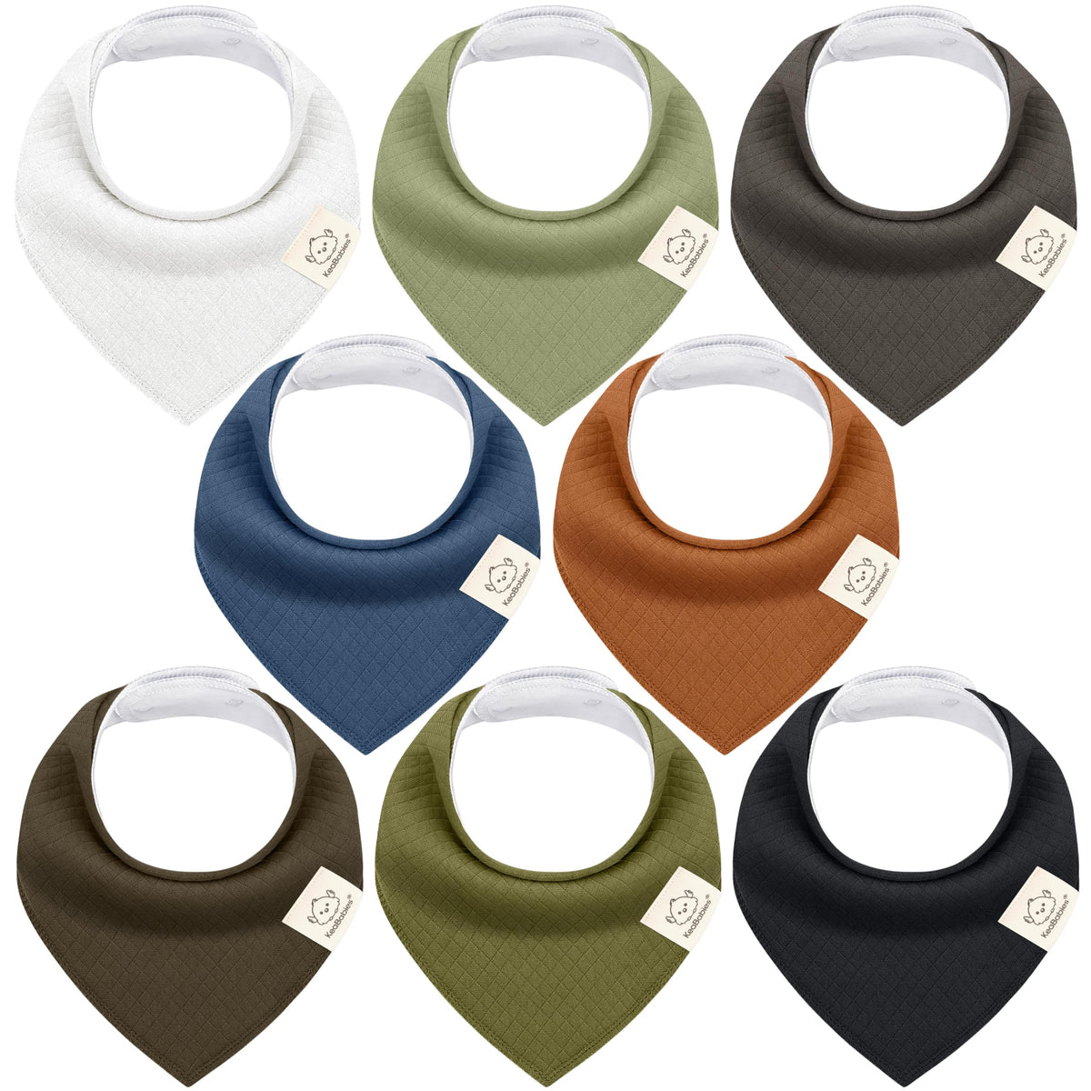 KeaBabies 8-pack bandana bibs group shot showing versatile styles for drool and teething days