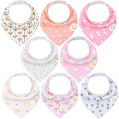 KeaBabies 8-pack bandana bibs pink-dreams soft cotton for newborns and teething