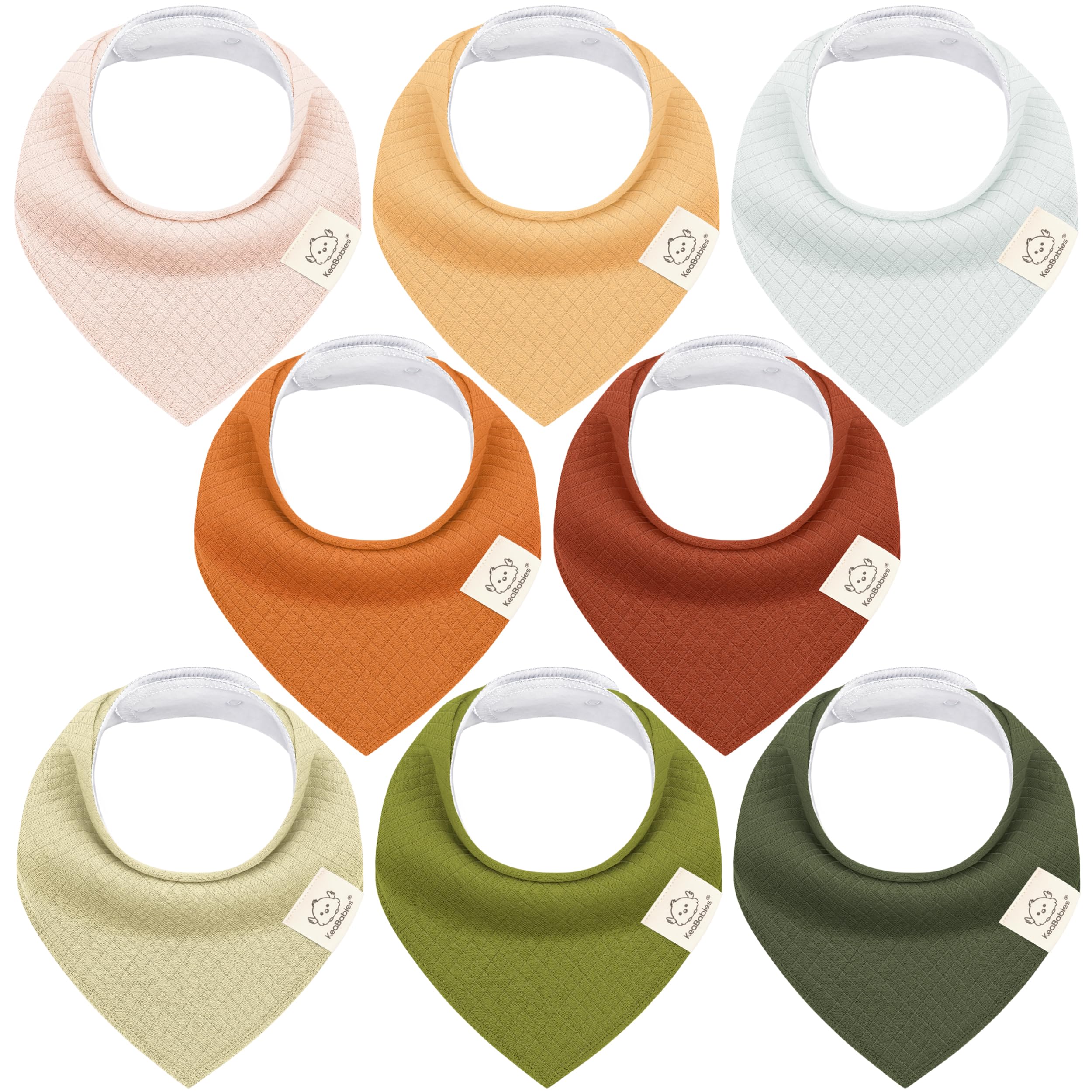 KeaBabies 8-pack bandana bib close-up showing versatile drool management