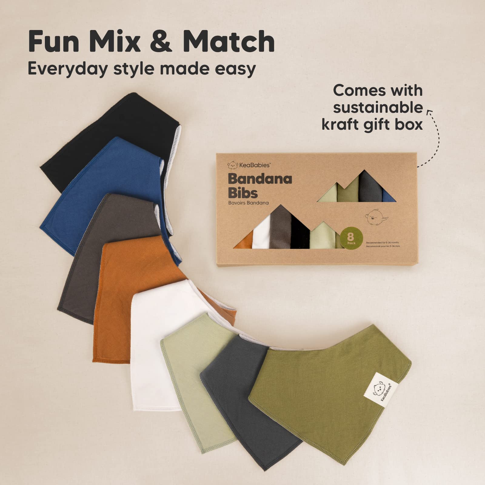 KeaBabies 8-pack bandana bibs gift-box presentation suits newborn gifts