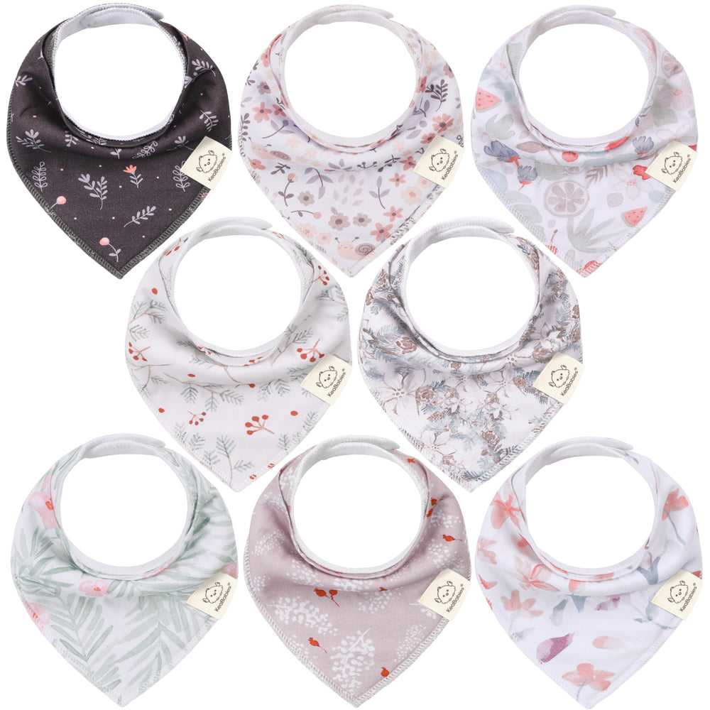 KeaBabies 8-pack organic baby bandana bibs packshot shows versatile drool protection and style.