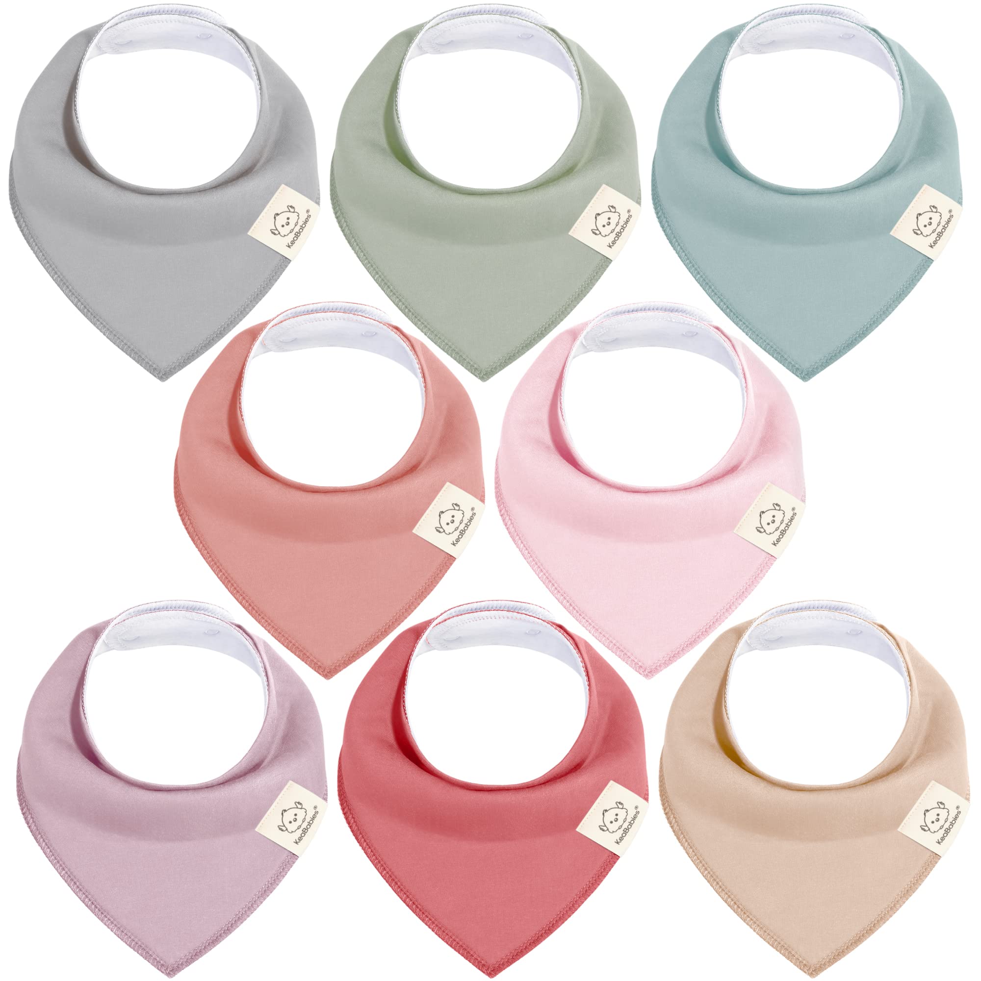 KeaBabies 8-pack organic bandana bibs in pastel colors for comfortable drool protection