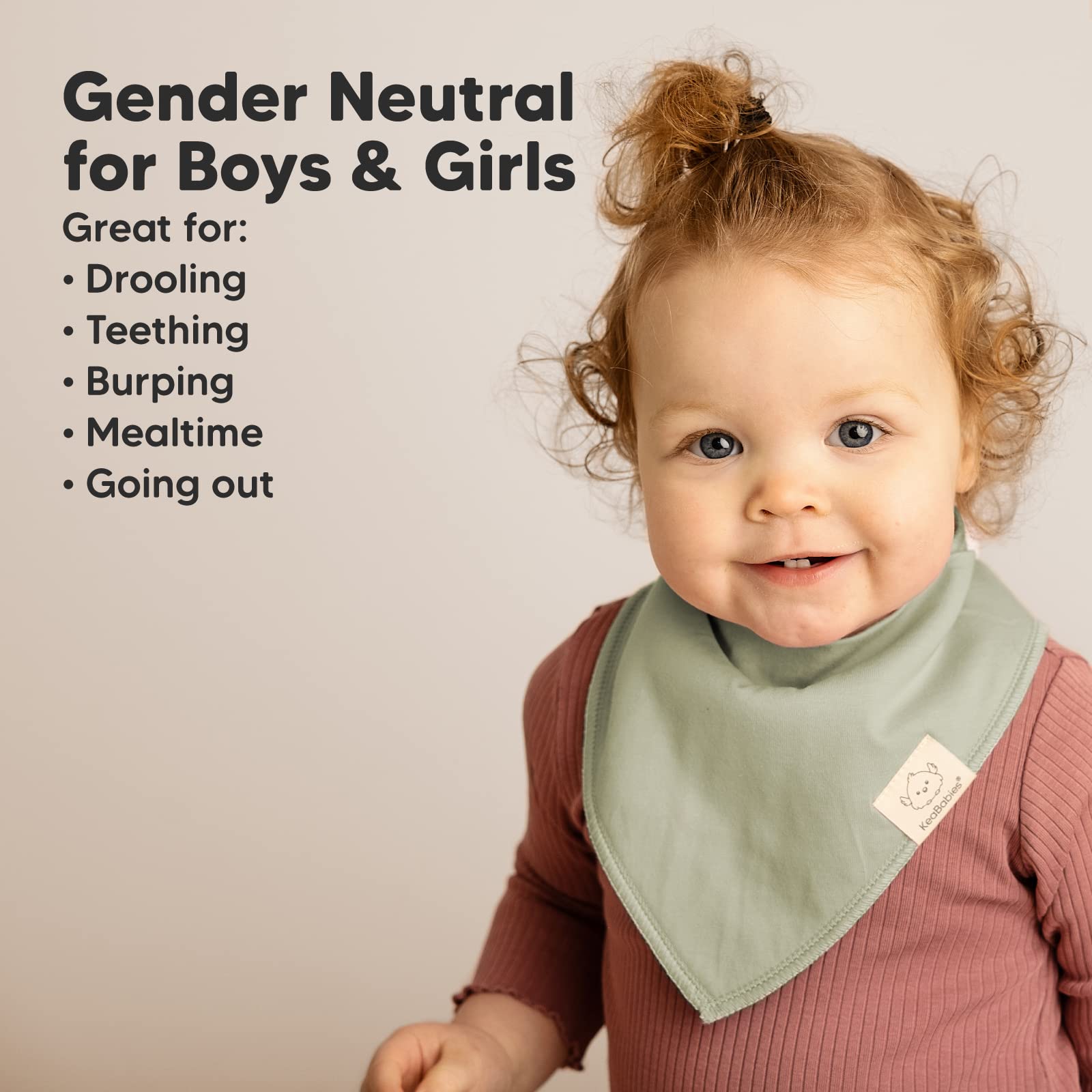 KeaBabies 8-pack bandana bibs stitching detail highlights gentle construction