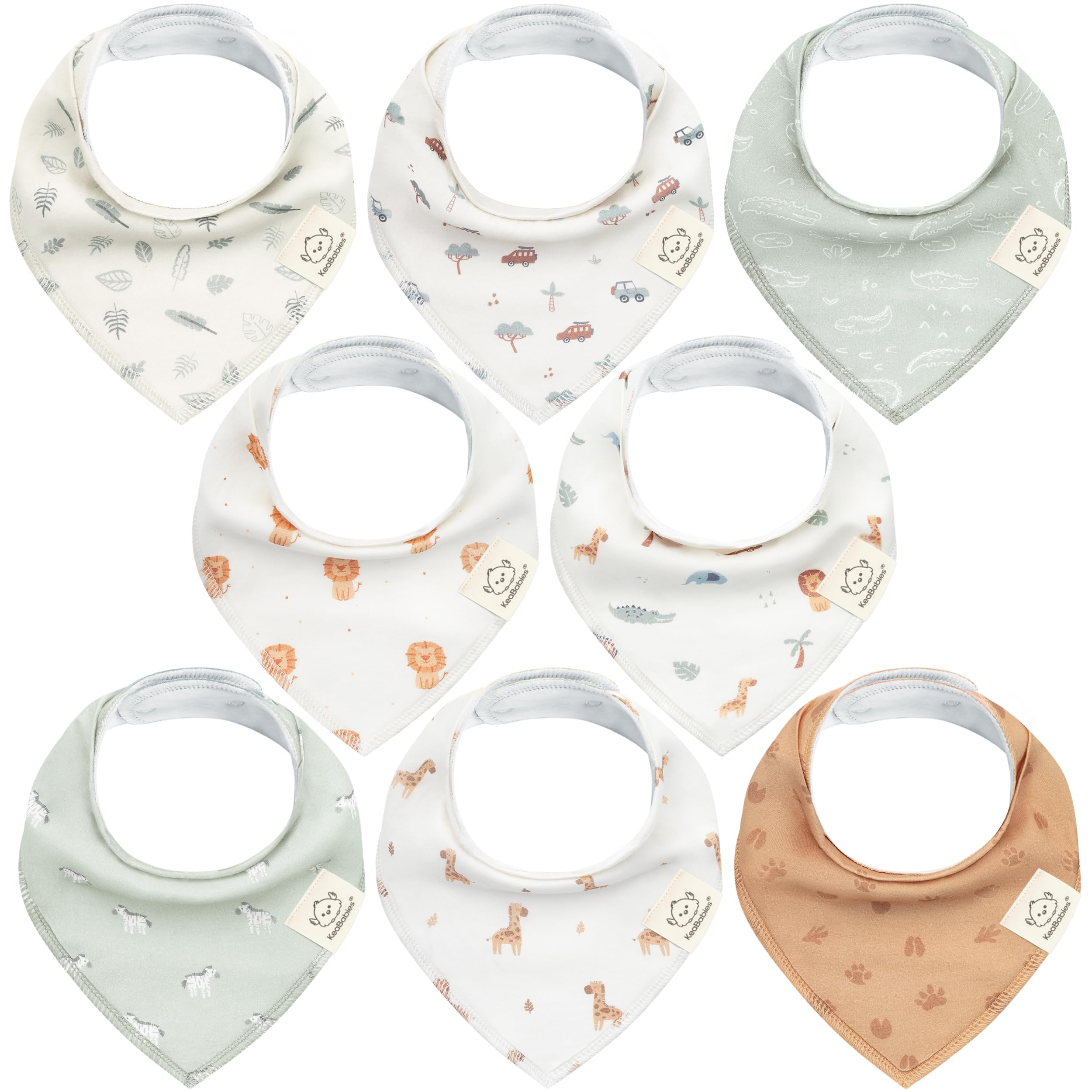 KeaBabies 8-pack bandana bibs Wilderness print—drool management for babies.