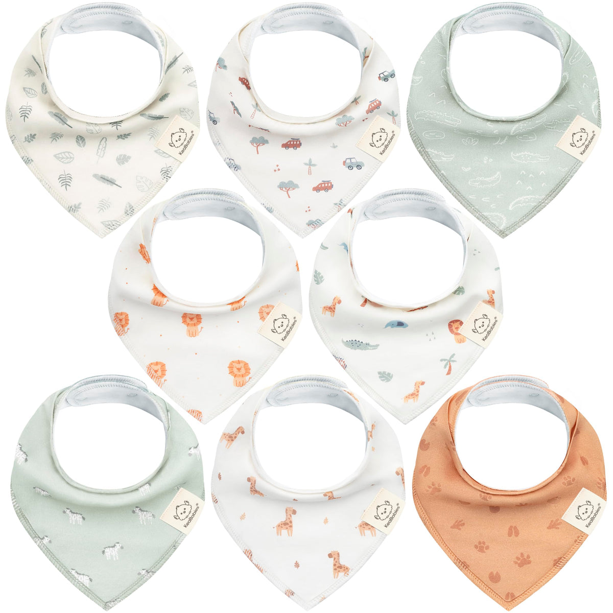 KeaBabies 8-pack bandana bibs Wilderness print—drool management for babies.