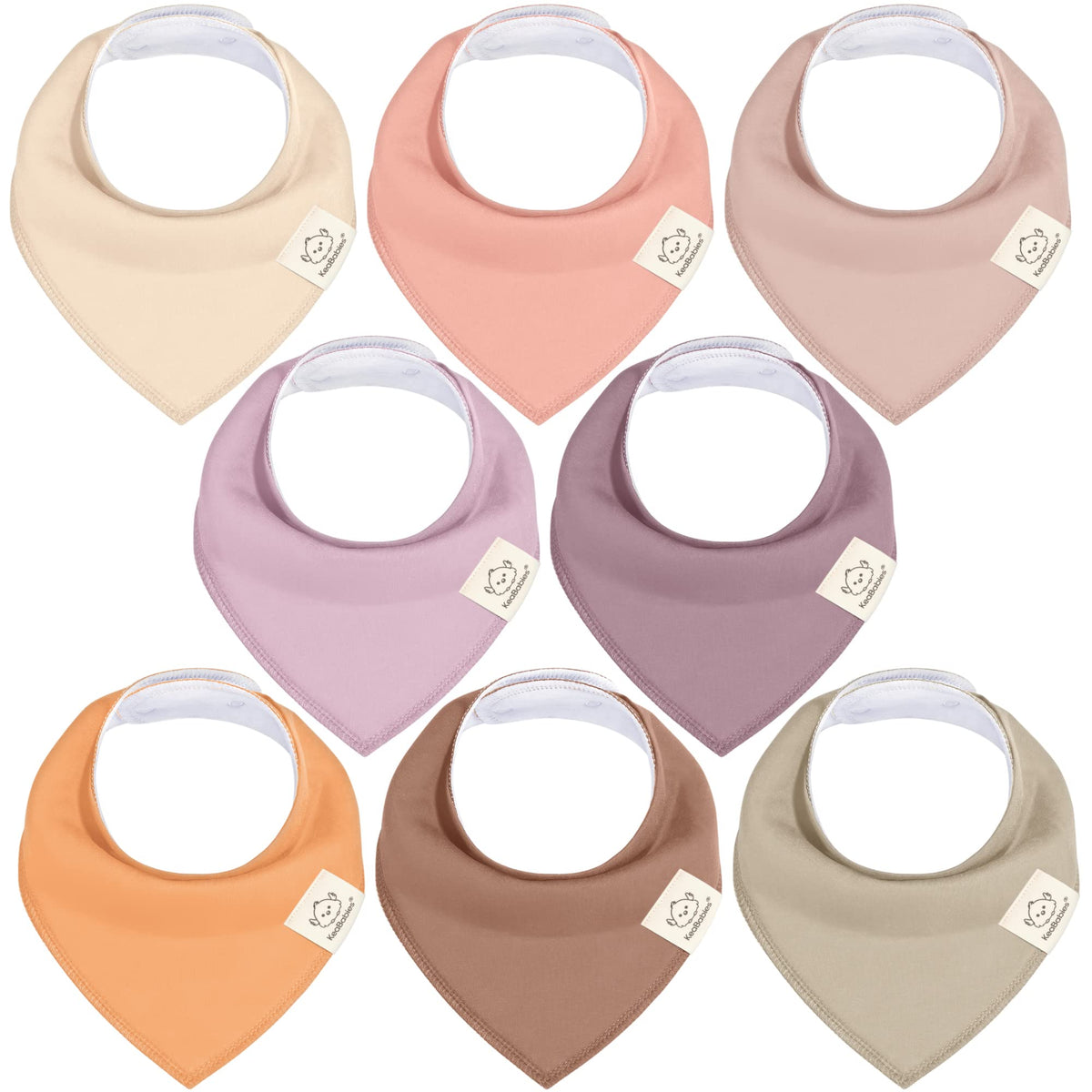 KeaBabies 8-pack organic baby bandana bibs mauve provide soft comfort and drool protection.
