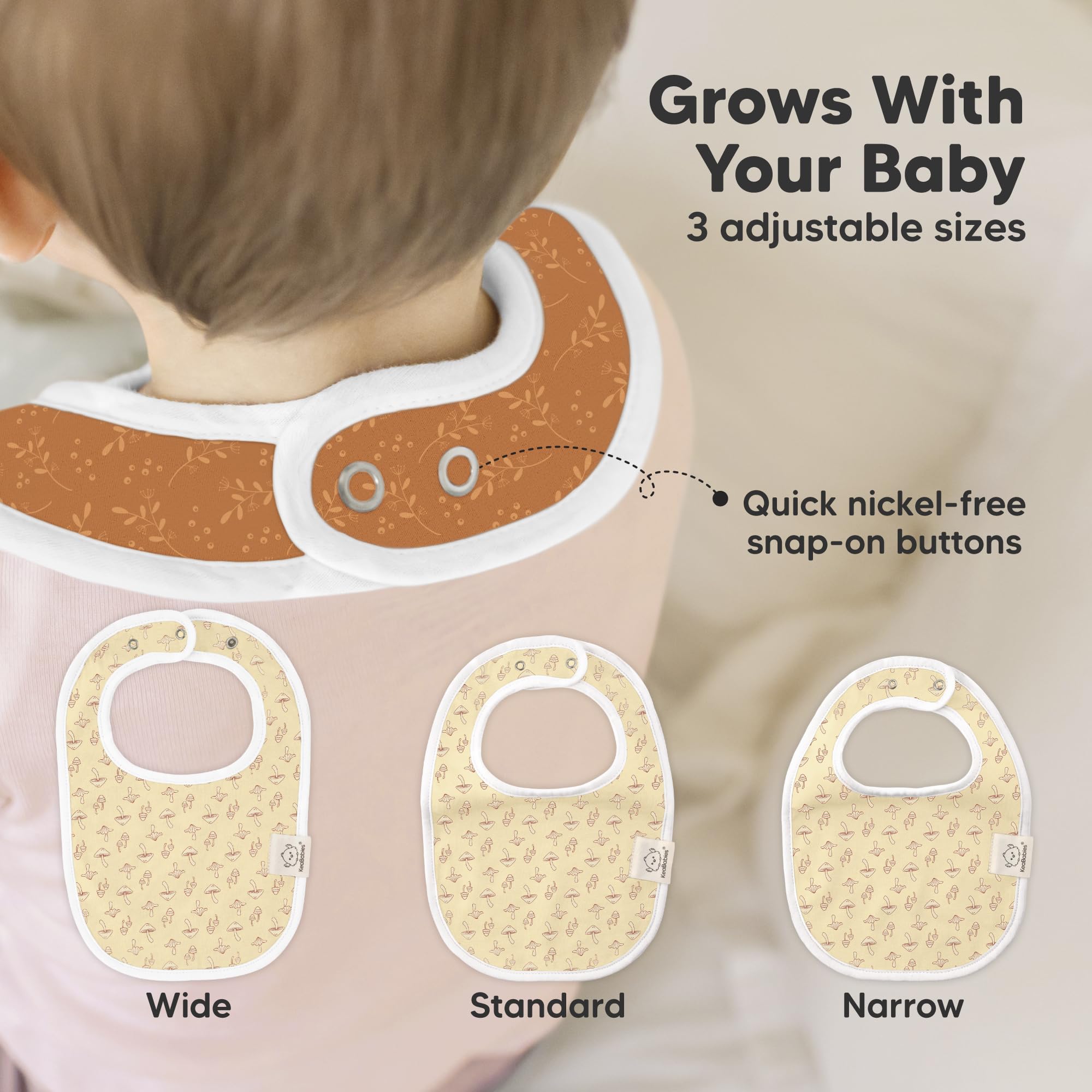 KeaBabies 8-pack closeup fabric highlights soft organic cotton and breathable comfort.