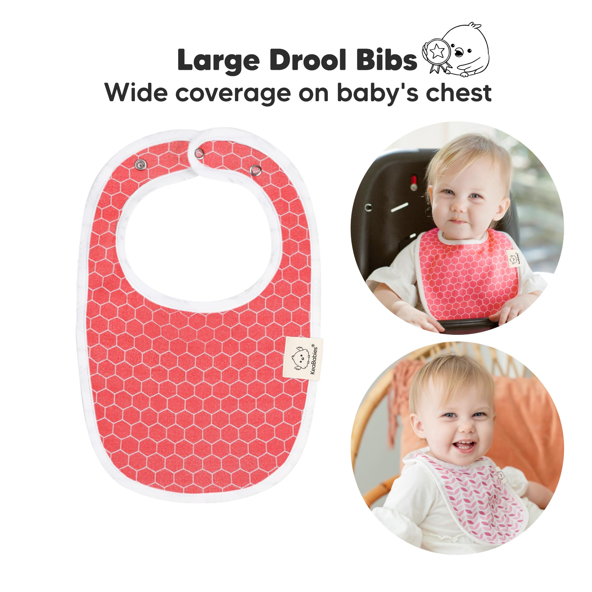 KeaBabies 8-pack flatlay of unisex bib designs for boys and girls