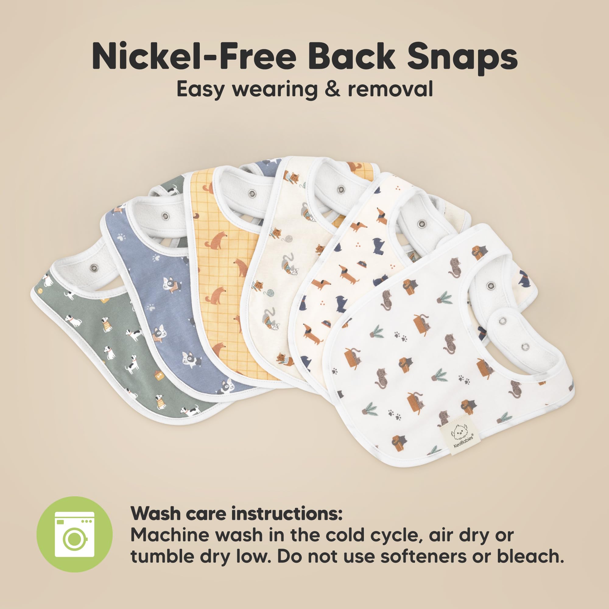 KeaBabies 12-24 month coverage shows full torso protection during feeding.