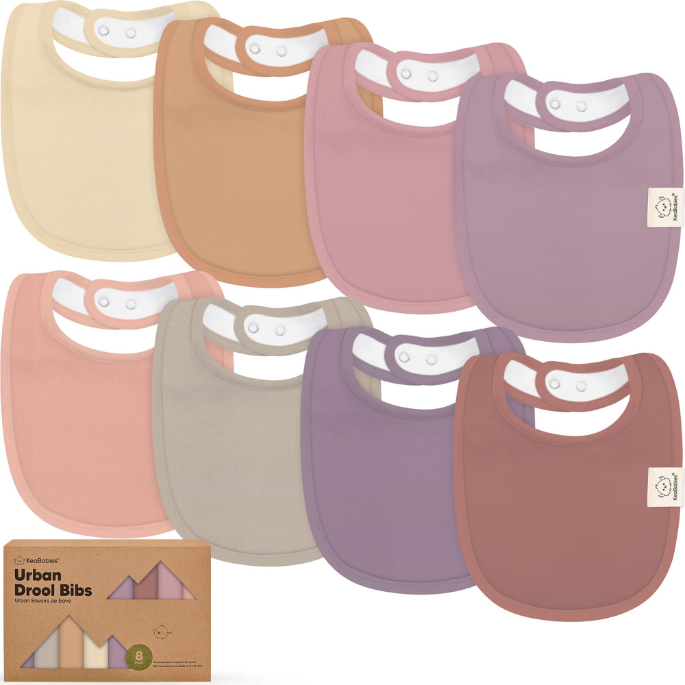 KeaBabies 8-pack organic baby bibs mauve pack keeps outfits clean and stylish for mess-free meals.