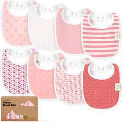 KeaBabies 8-pack organic bibs package showing gift-ready set and colors