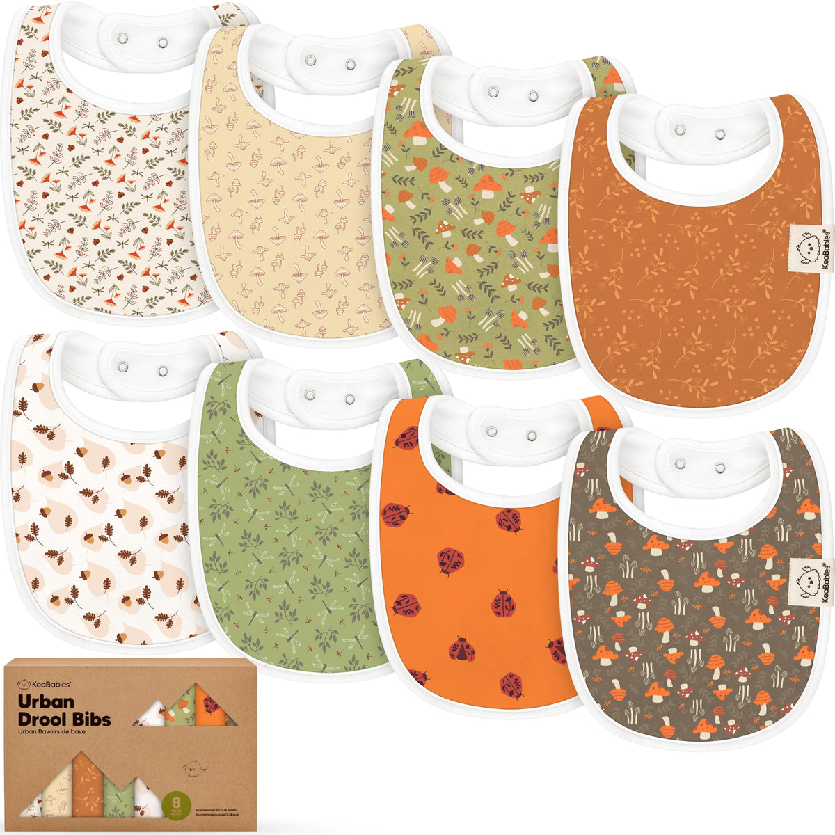 KeaBabies 8-pack organic baby bibs in packaging, ideal for gifting and newborn essentials.