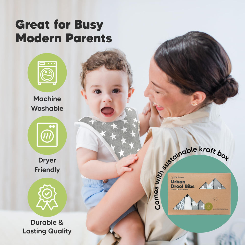 KeaBabies bibs showcasing soft seams for sensitive skin