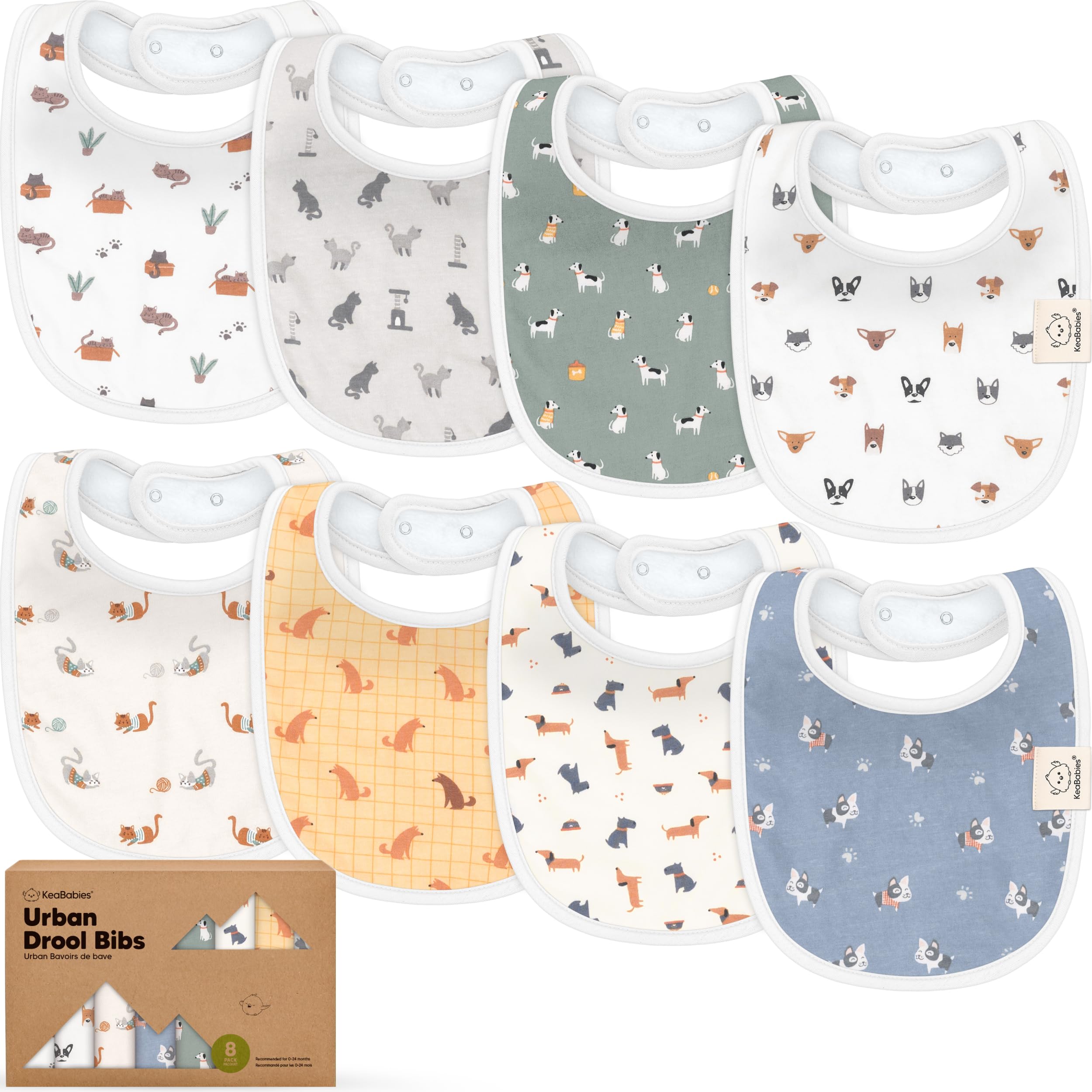 KeaBabies 8pack organic baby bibs unisex design keeps outfits clean and coordinated