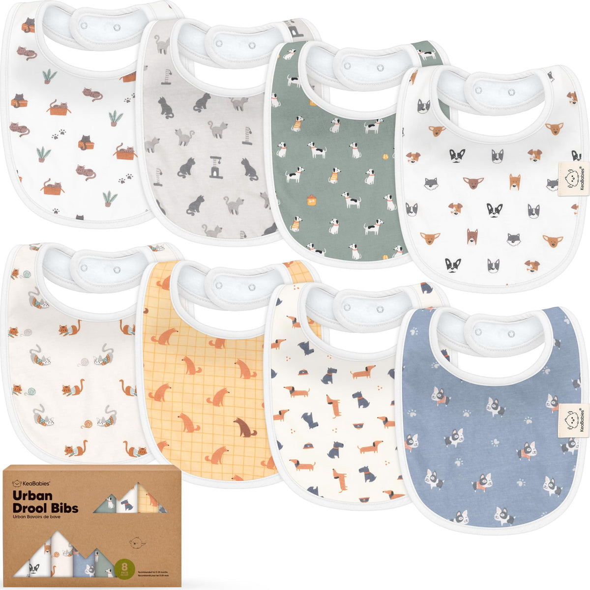 KeaBabies 8pack organic baby bibs unisex design keeps outfits clean and coordinated