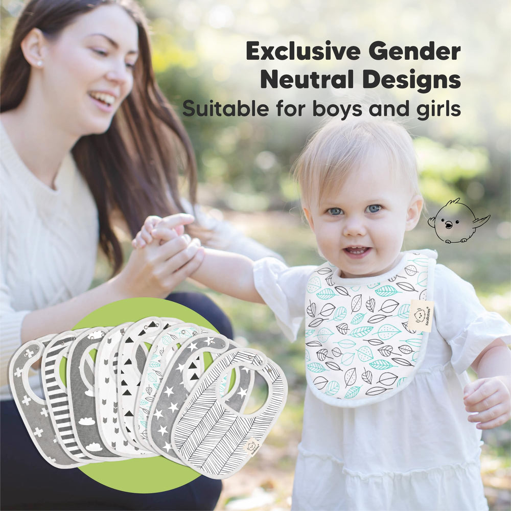 KeaBabies bibs with water-resistant backing for mess containment