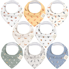 KeaBabies 8-pack bandana bibs in gift box for newborn drool at mealtime.