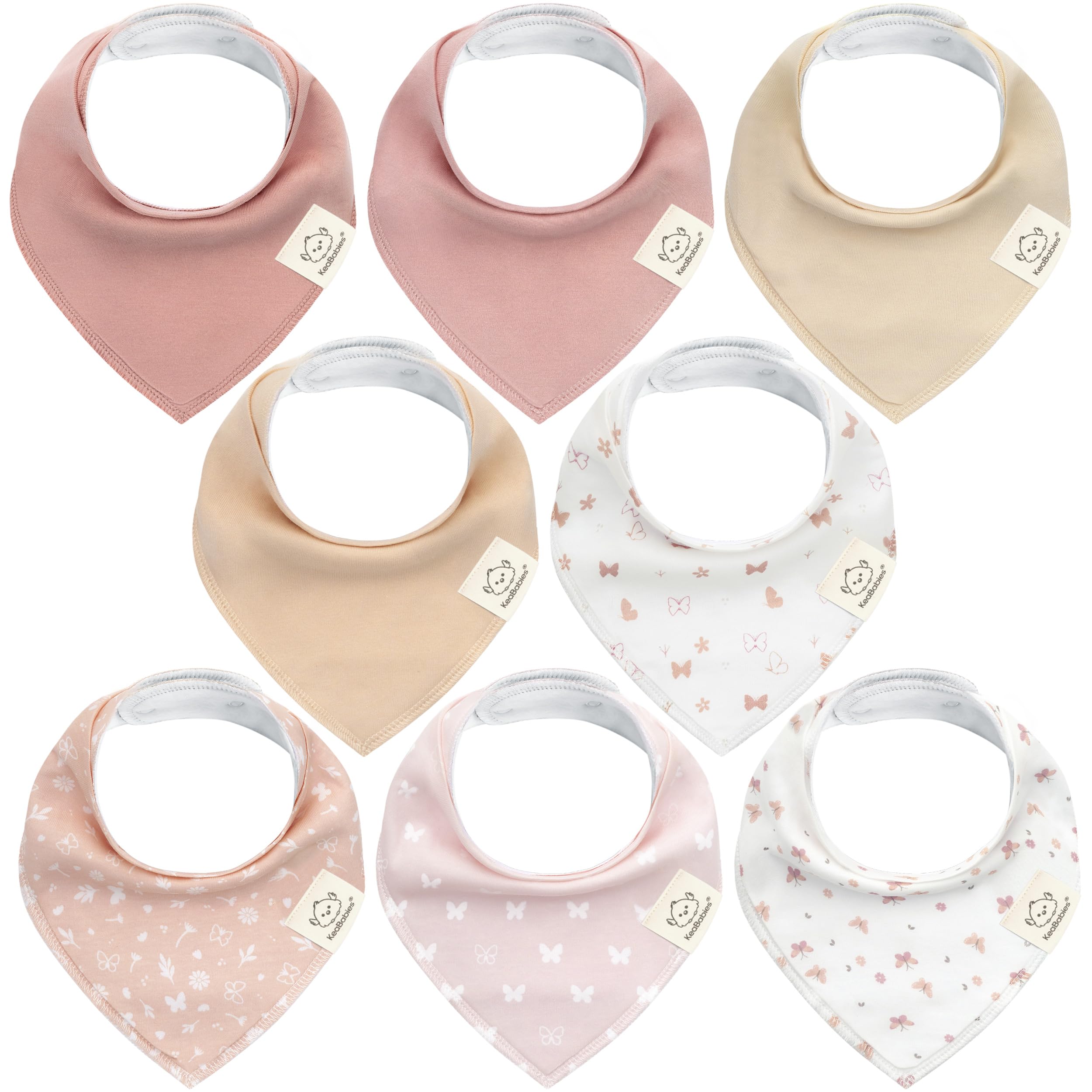 KeaBabies 8-pack bandana bibs with butterflies for stylish drool management