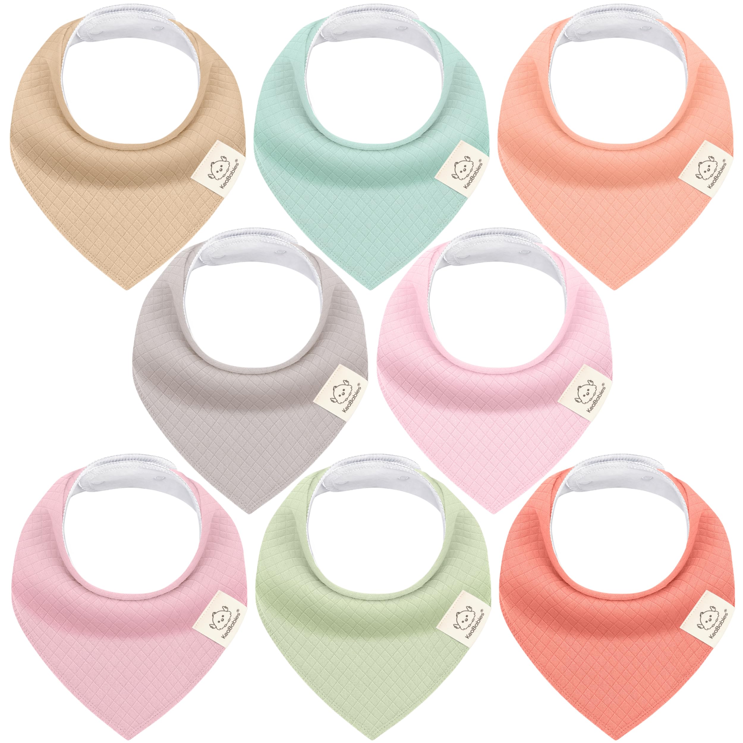 KeaBabies 8-pack Quin bandana bibs in gift box for gifting and easy shelf display