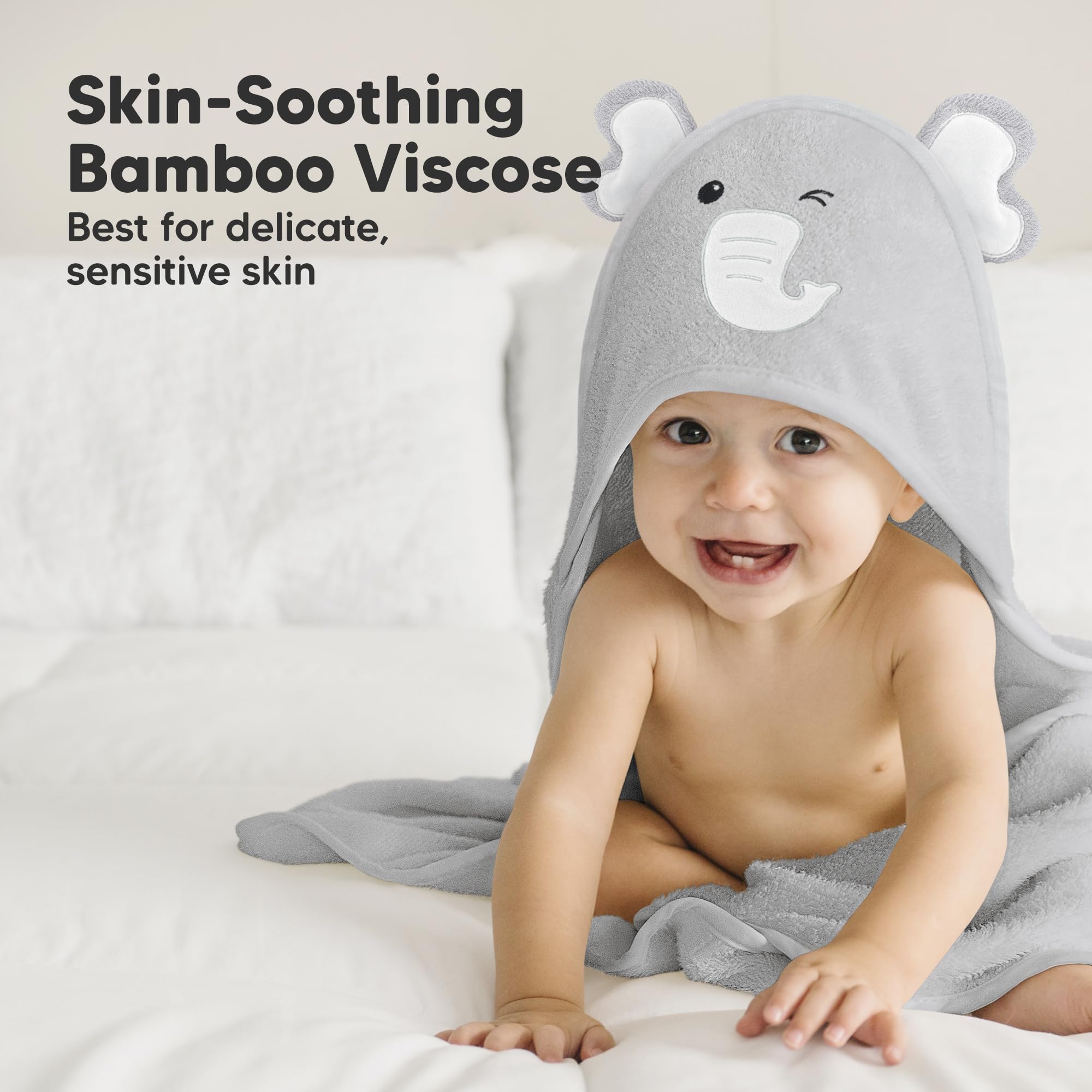 KeaBabies three-times absorbent towel keeps baby dry between baths