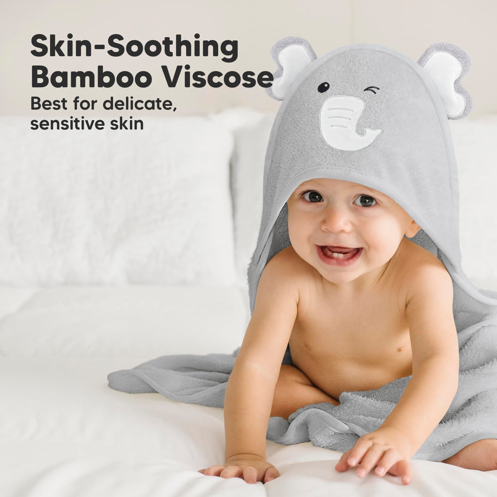 KeaBabies three-times absorbent towel keeps baby dry between baths