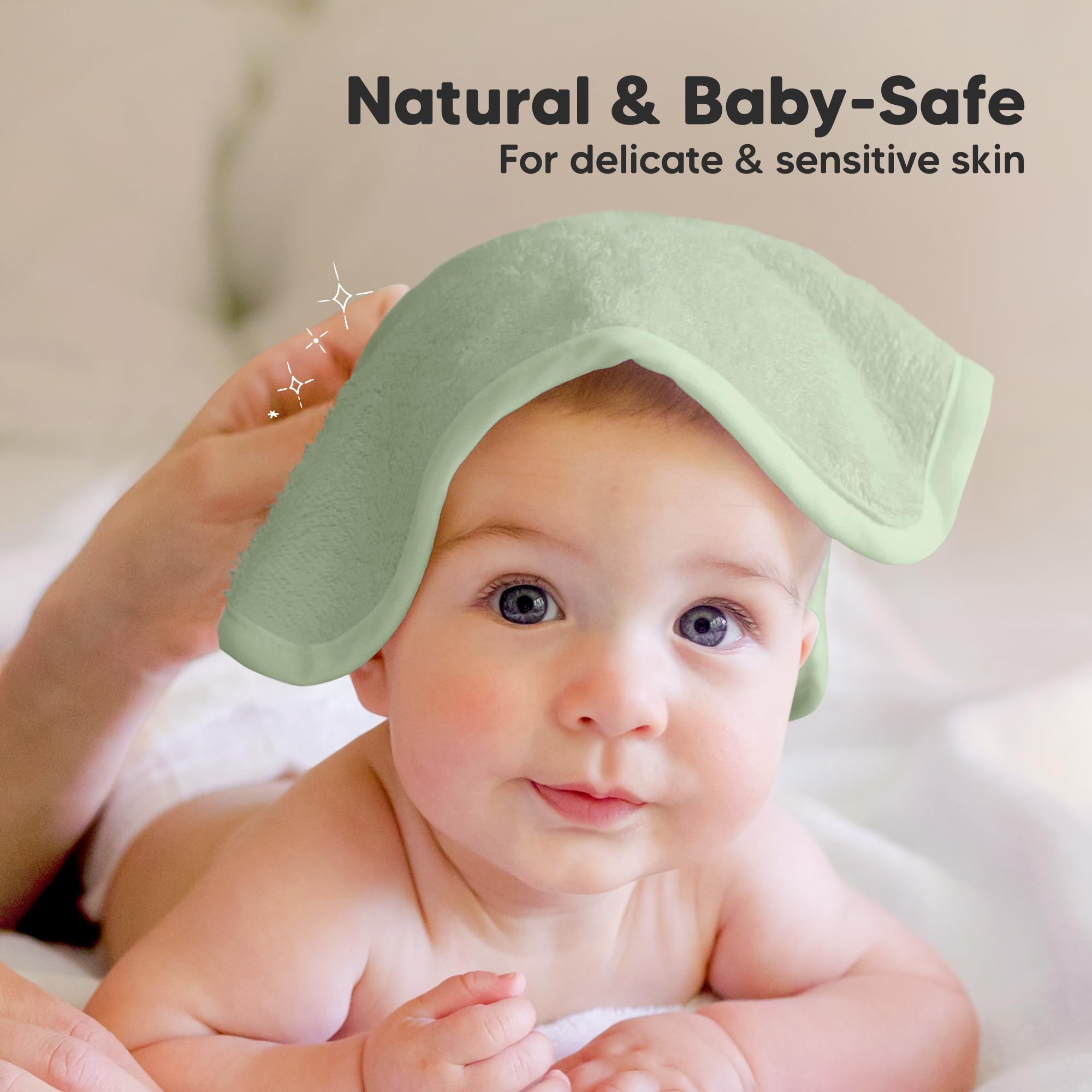 KeaBabies absorbent washcloths show thick plush pile for effective cleansing and quick drying.