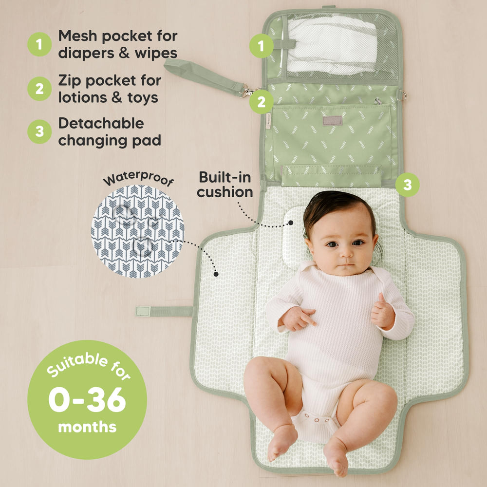 KeaBabies Acacia travel diaper clutch closed for quick on-the-go changes.