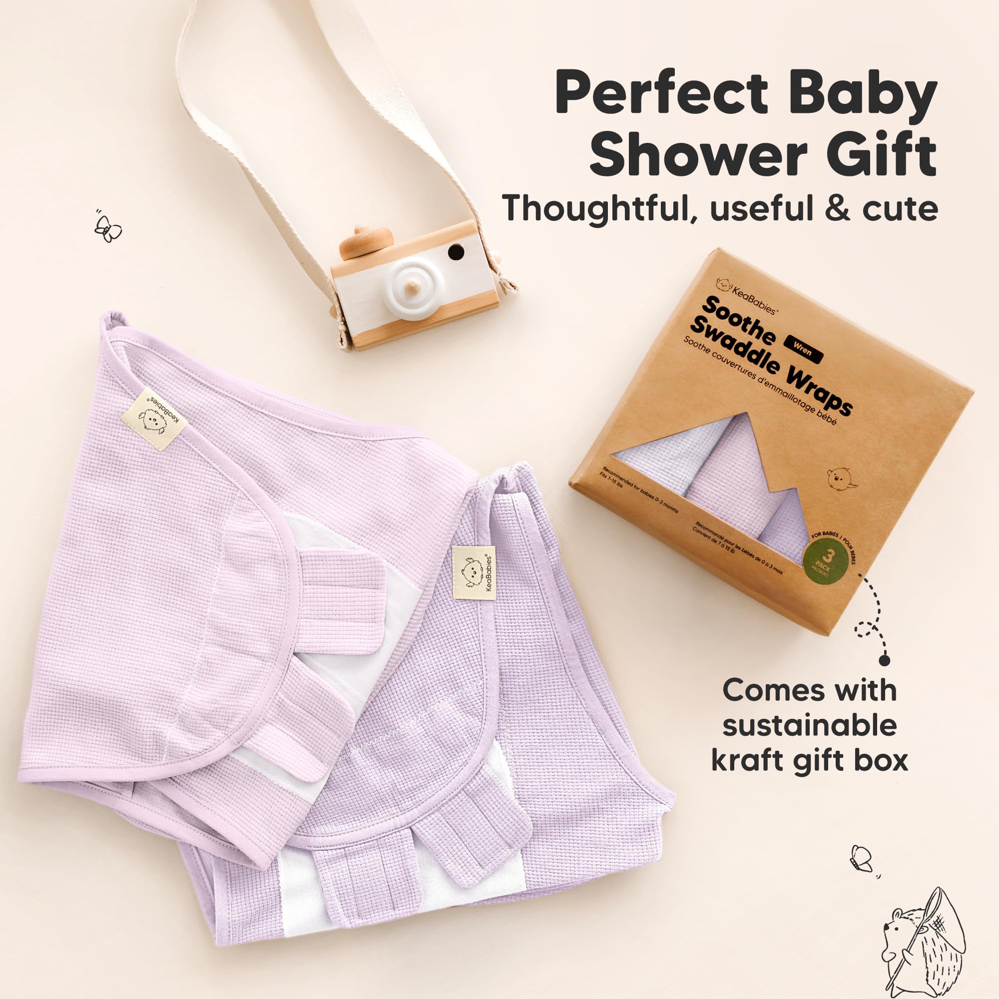 KeaBabies active-sleeper-friendly fit keeps baby snug during rest.