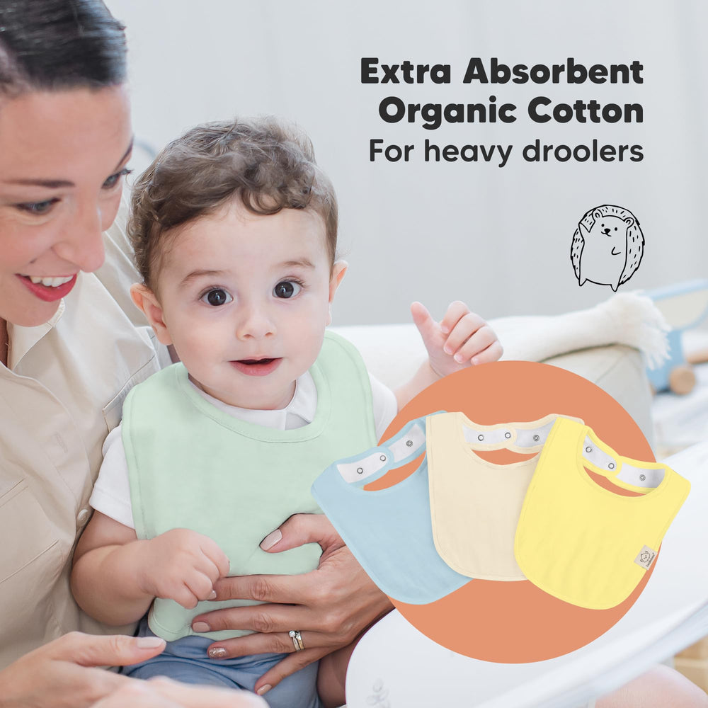 KeaBabies adjustable 3-snap bibs fit growing necklines with soft seams.