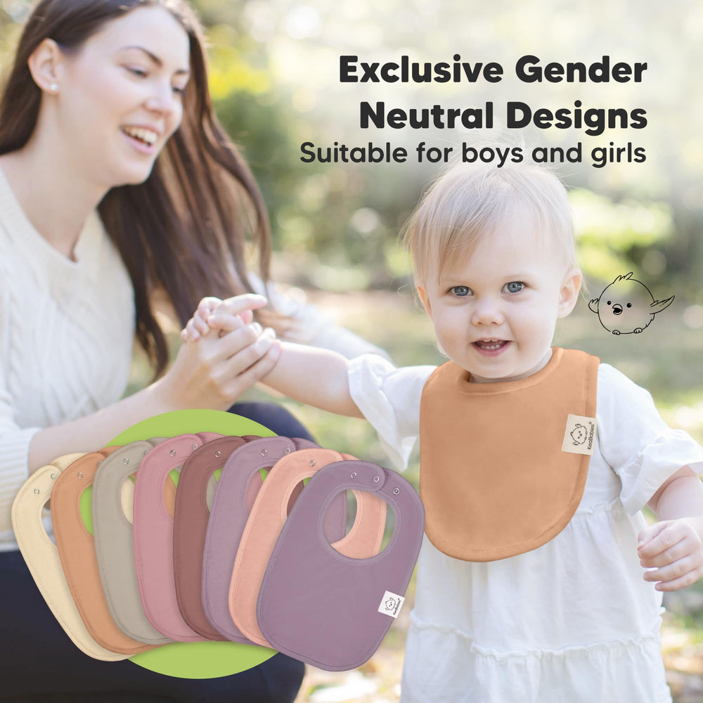 KeaBabies adjustable snaps offer two neck sizes for growing babies and comfortable wear.