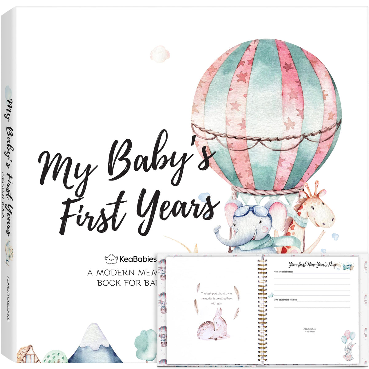 KeaBabies AdventureLand memory book cover with whimsical characters for keepsakes