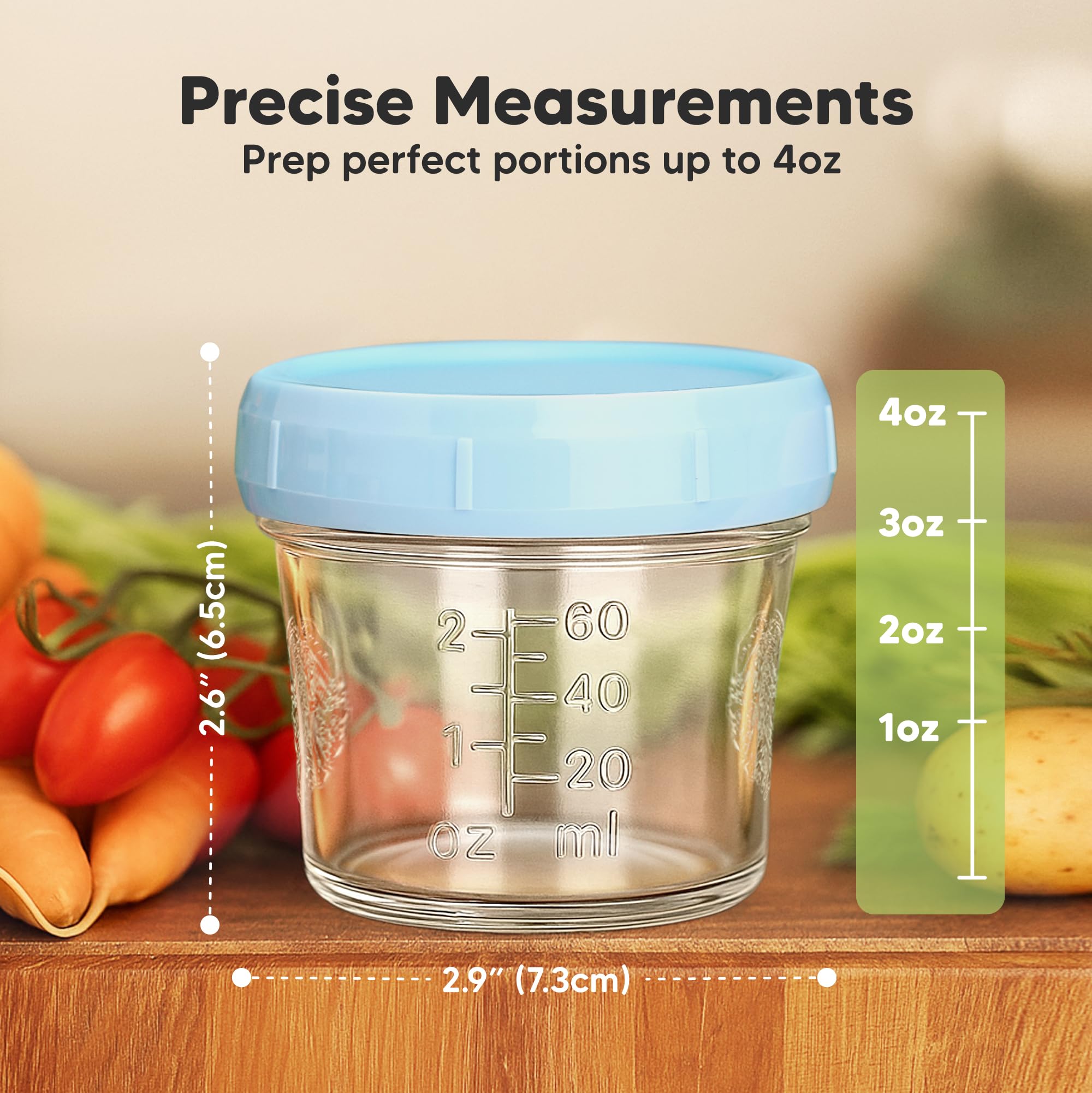 KeaBabies airtight leak-proof jar keeps puree fresh and spills contained.