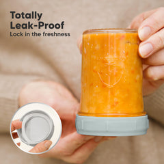 KeaBabies jar with silicone o-ring lid offers airtight, leak-proof seal.