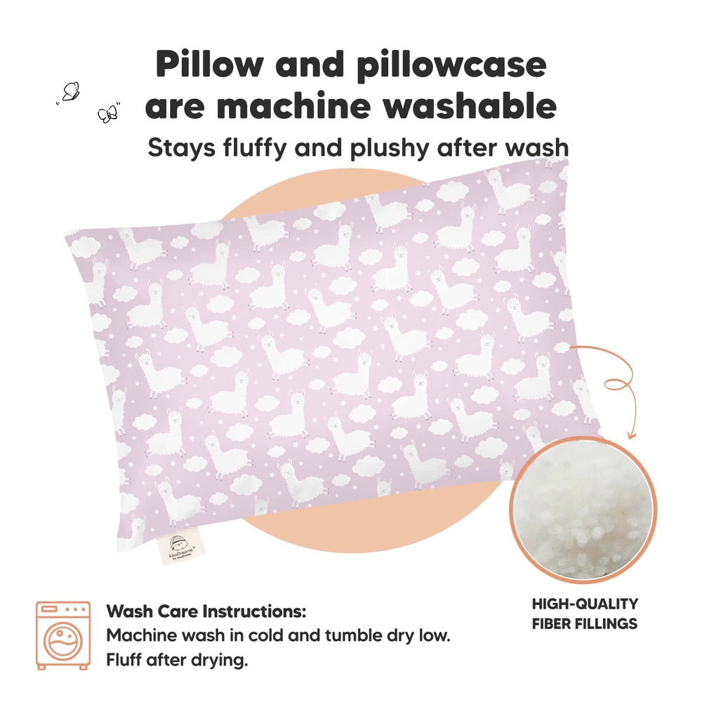 KeaBabies Alpacas print pillowcase close-up supporting cozy nap time and travel.