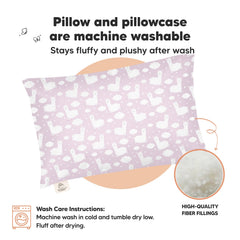 KeaBabies Alpacas print pillowcase close-up supporting cozy nap time and travel.