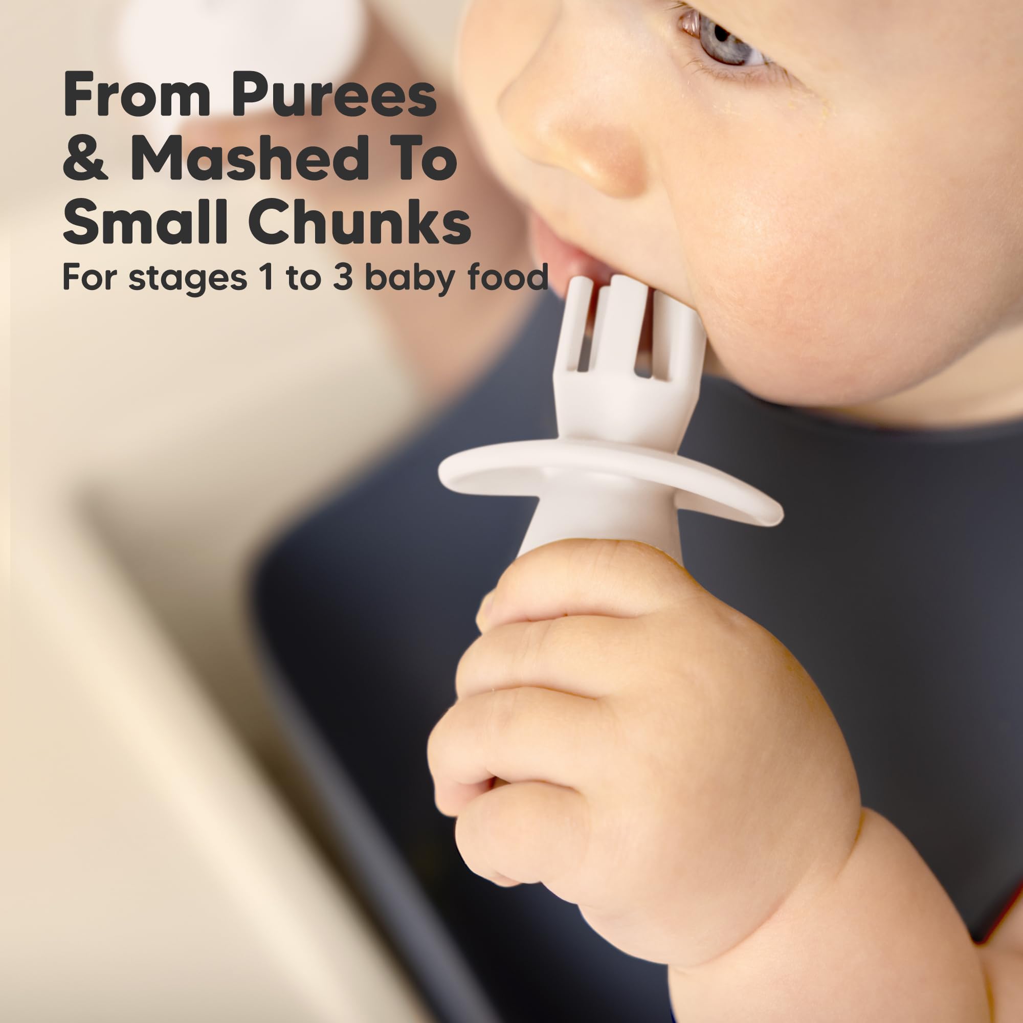 KeaBabies anti-choke barrier spoon promotes safe, mess-free practice.