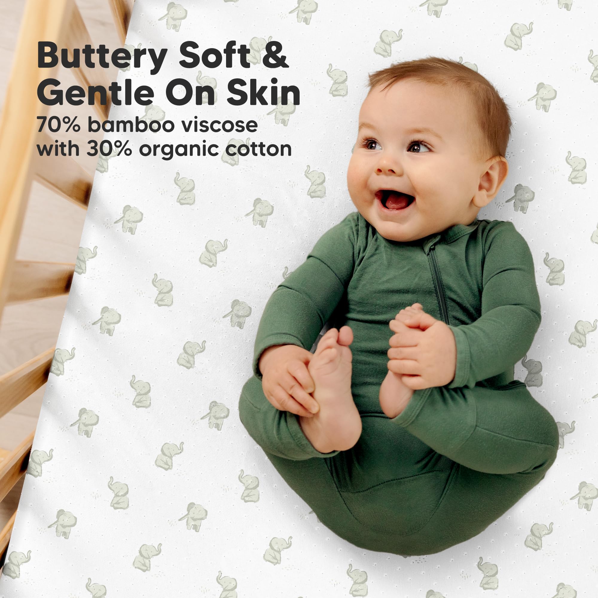 KeaBabies Aereo fitted sheet with snugfit elastic ensures secure, quick changes