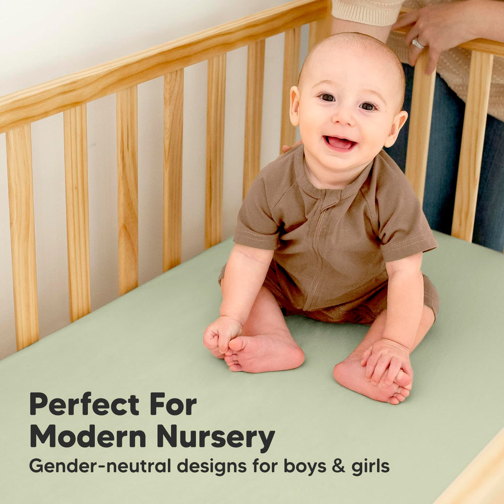 KeaBabies avocado waterproof crib sheets simplify laundry with machine wash.