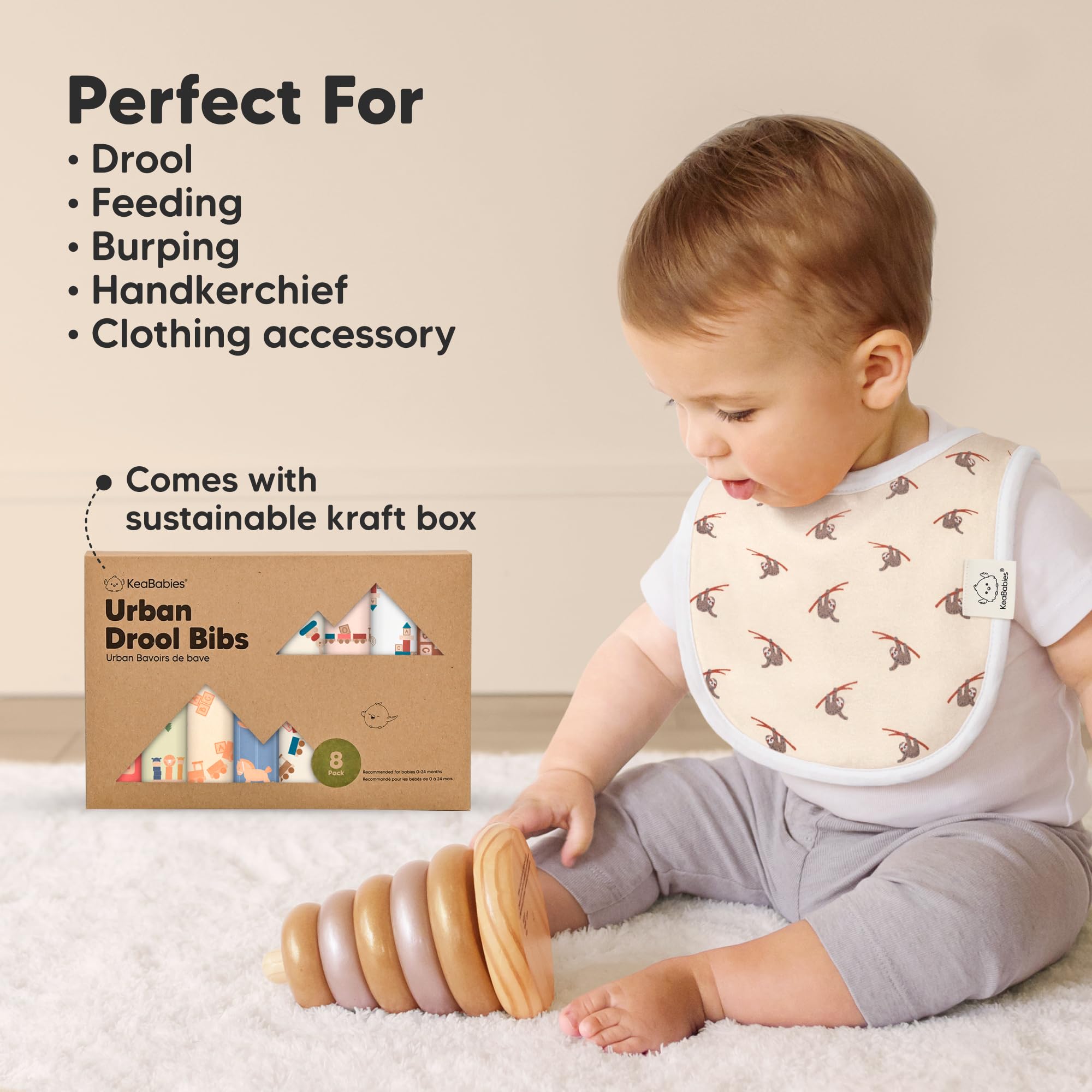 KeaBabies gift-boxed bib set ready for baby showers and registry.