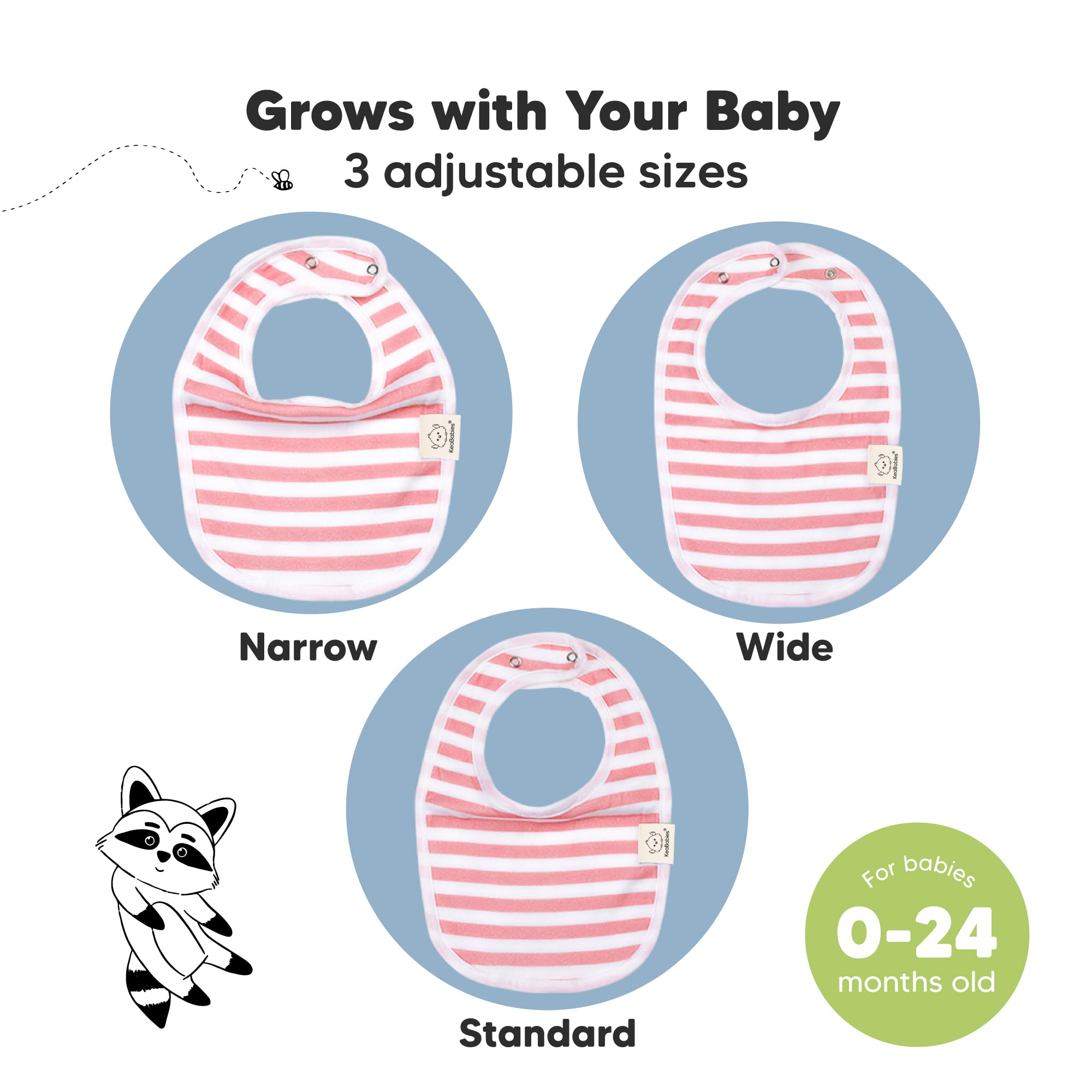 KeaBabies bib with soft seams and adjustable snaps closeup