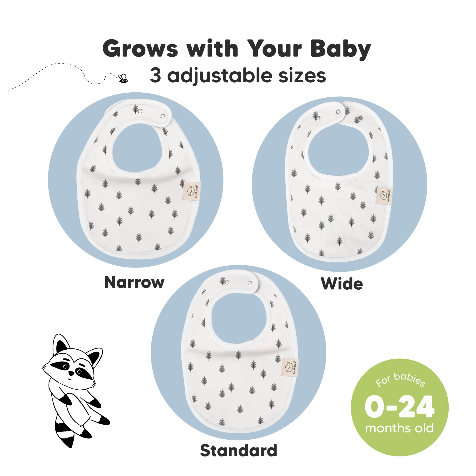KeaBabies bib featuring water-resistant fleece back offers extra absorbency during drool