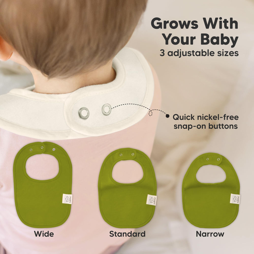 KeaBabies adjustable bibs with nickel-free snaps for a comfy fit