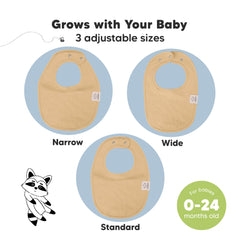 KeaBabies bibs showcase adjustable nickel-free snaps for a comfortable fit