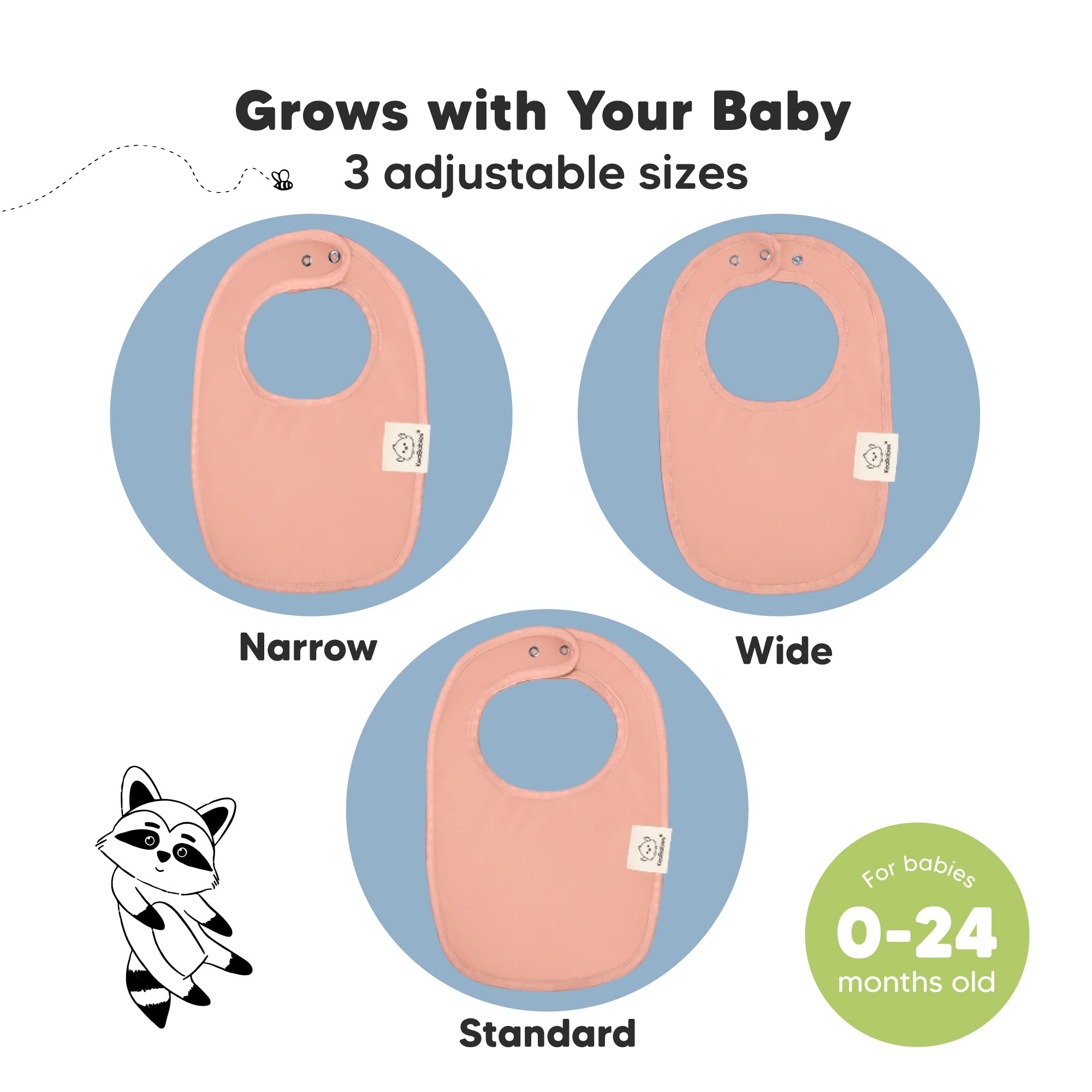 KeaBabies bibs with adjustable snaps and soft seams for gentle fit.