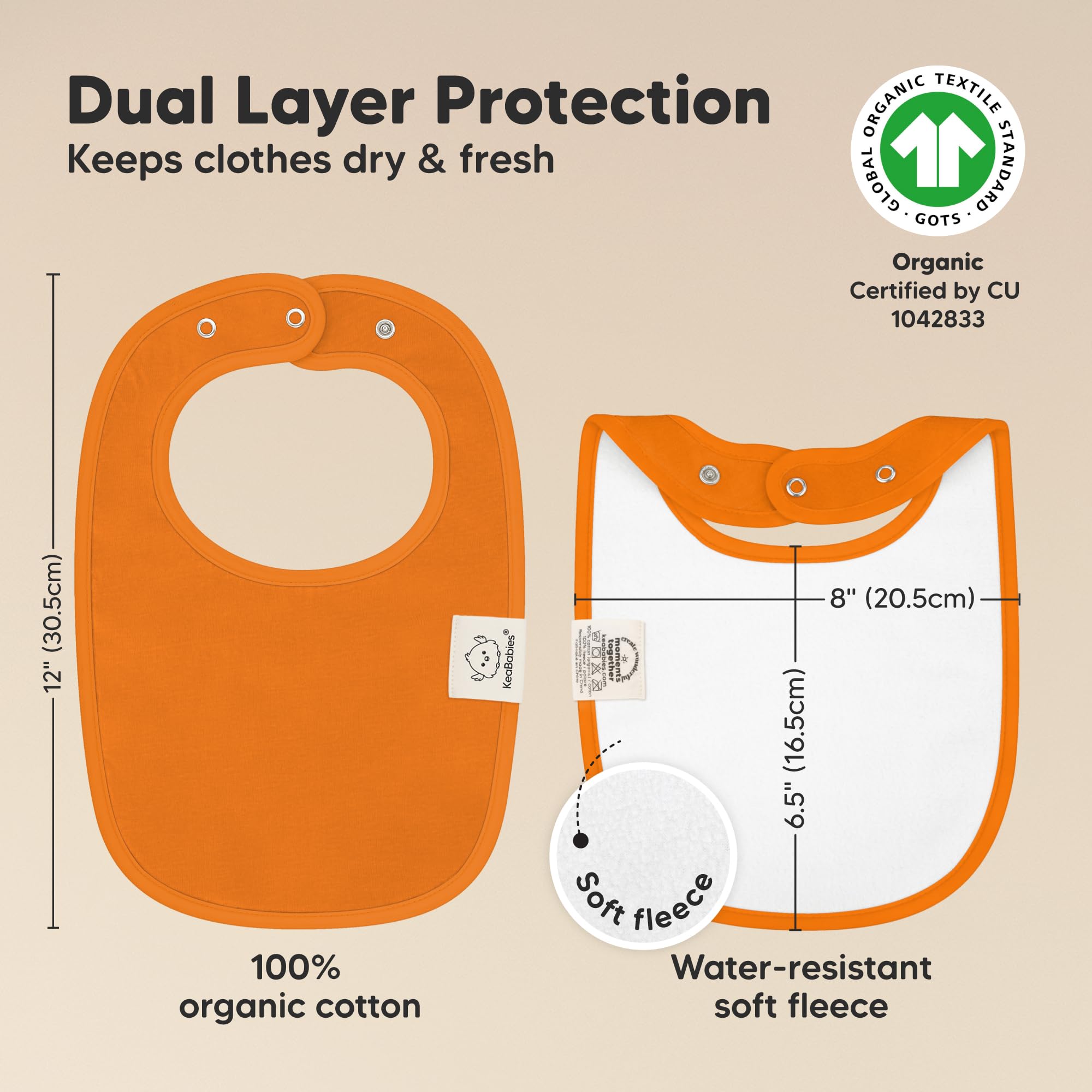 KeaBabies baby bibs full-torso coverage helping keep outfits clean during teething