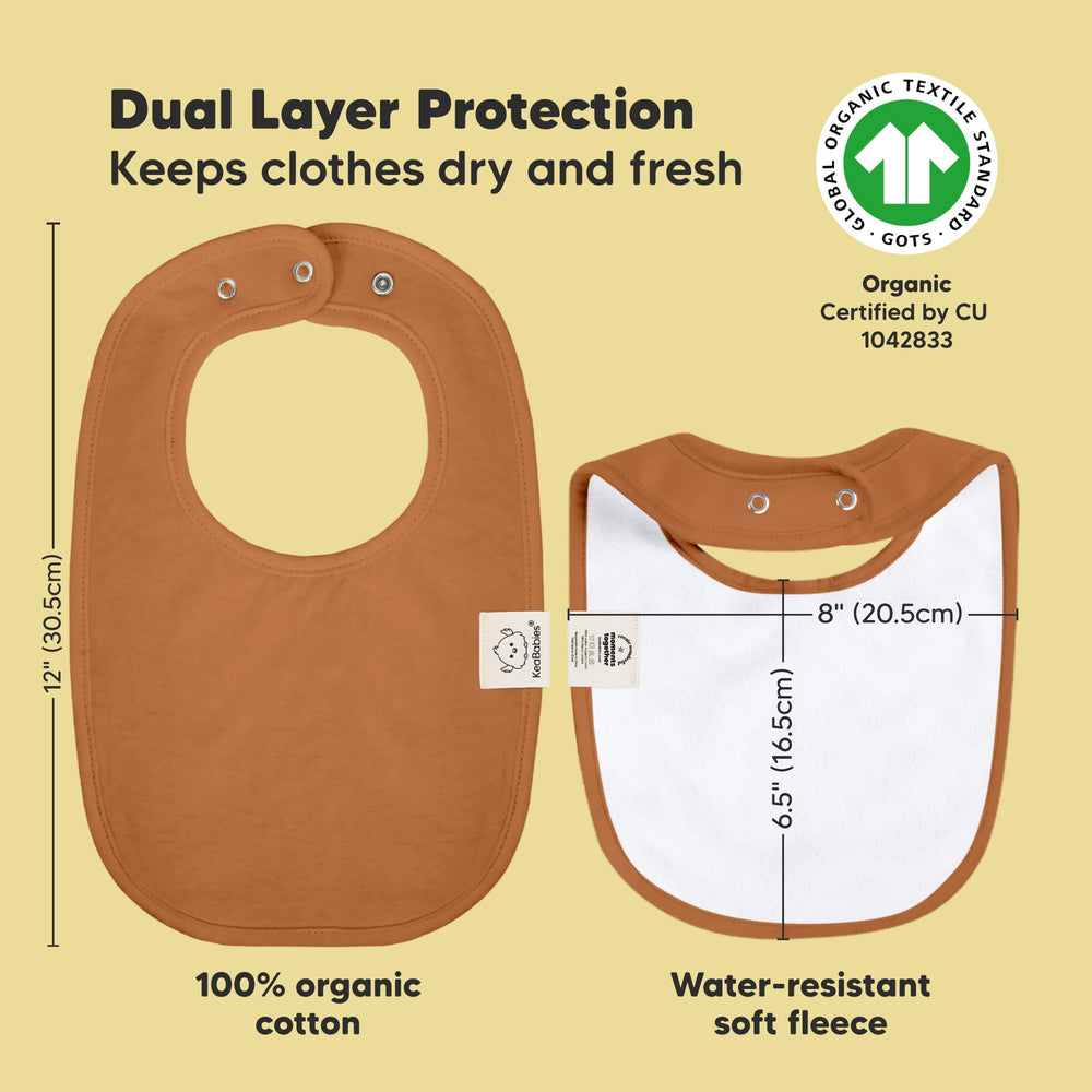 KeaBabies bibs provide large coverage on a baby's torso for mess-free meals
