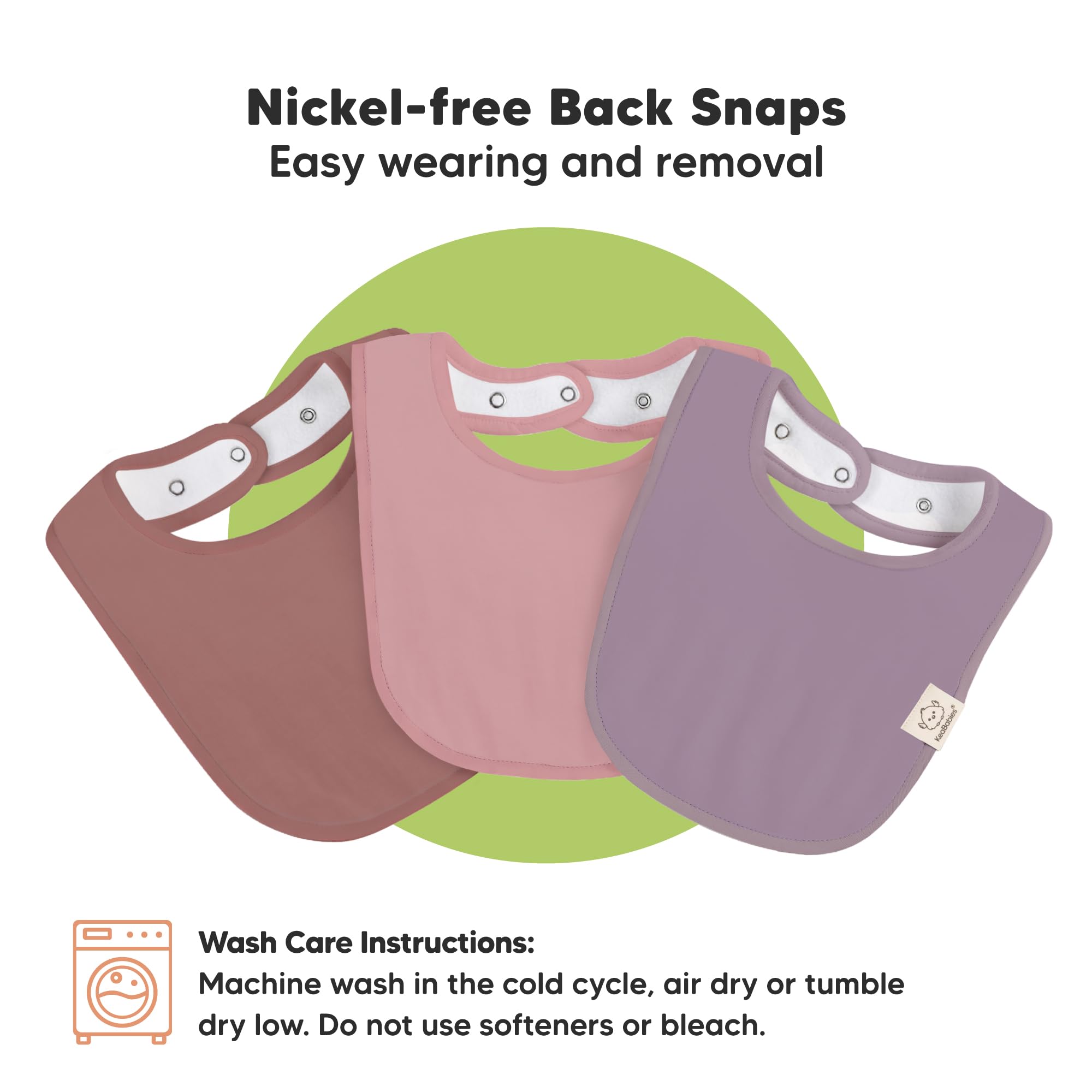 KeaBabies mauve-style bibs on baby offer versatile daily use for feeding and teething.