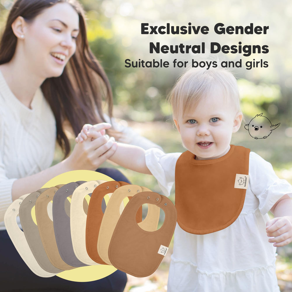 KeaBabies bib worn on baby during drool and spills for on-the-go use